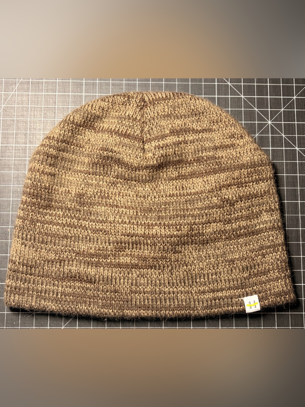 Classic Knit Beanie Hat in Heathered Brown